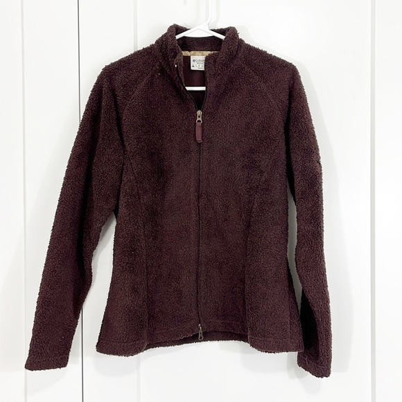 Columbia Large Brown Teddy Fleece Long Sleeve Full Zip Jacket - Picture 1 of 9
